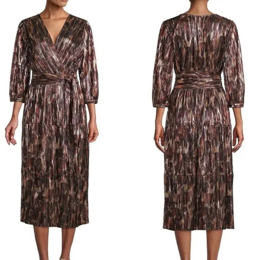 Johnny Was Metallic Wrap Dress